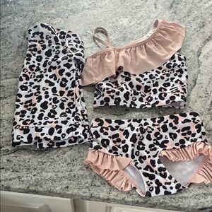 Leopard Print Ruffle Bikini Set l 5Y
